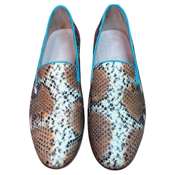 PERTINI Genuine All Around Leather Snakeskin Embossed Loafers MADE IN SPAIN 8.5 - Picture 4 of 10
